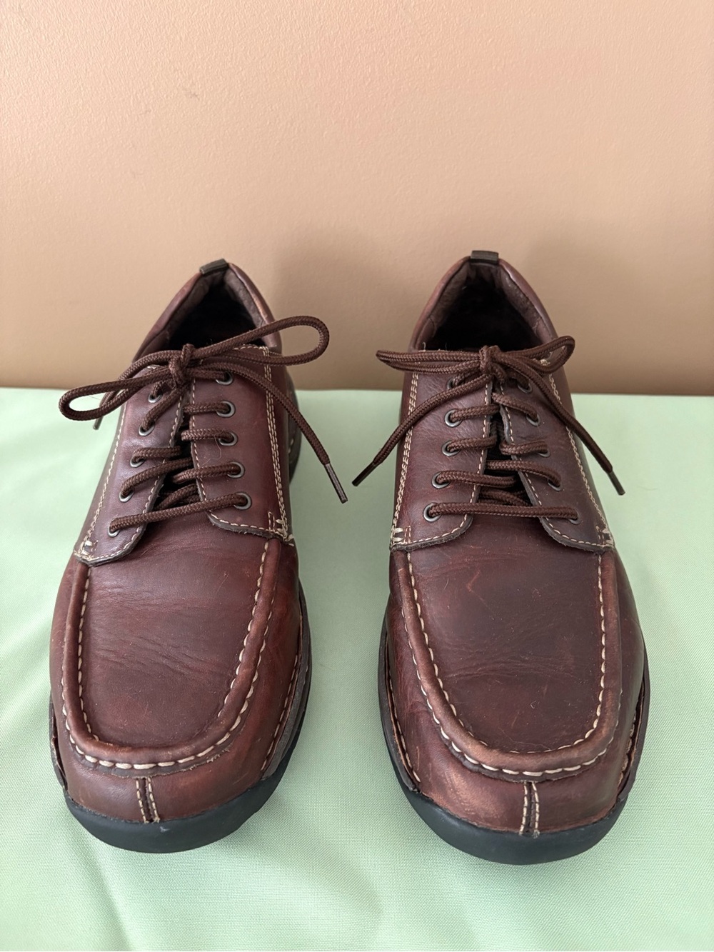 ROCKPORT mens brown leather lace up oxford shoes 12 wide